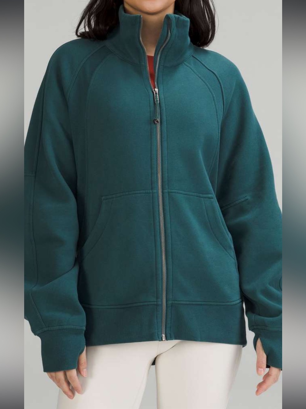 M/L Lululemon Scuba Oversized Funnel Neck ,Full Zip, Dark Green